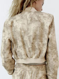 Rarove - New women's 2023 has a single side pocket printed short pilot jacket jacket on the front