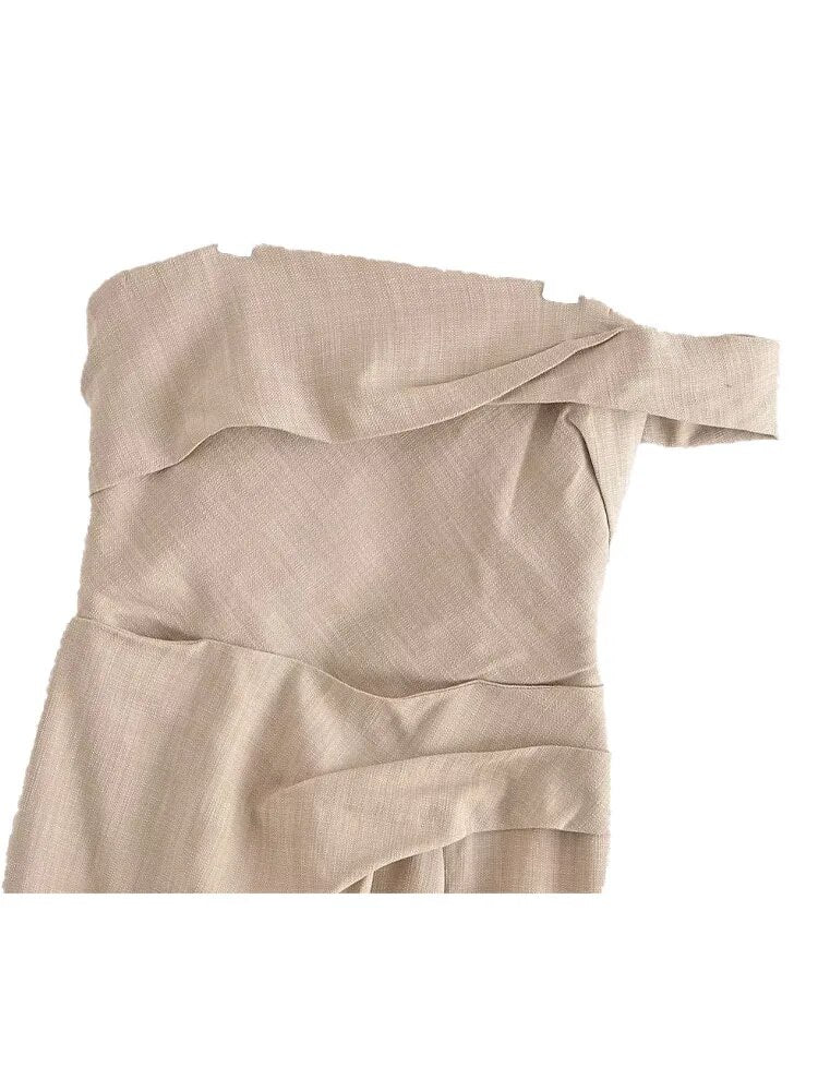 Rarove- New Women's Clothes 2023 Casual Versatile Sexy Ruili Sweet Retro Asymmetric Straight Dress