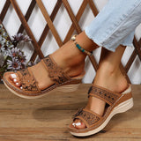 RAROVE-Summer Women Slippers Plus Size Women's Shoes Retro Roman Sandals Women Pu Casual Flower Wedge Sandals Platform Slippers Heel