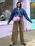 Rarove-2024 Spring/Summer Fashion Leopard Print Pants Women Y2K Casual Loose Street Trousers Female 2024 Spring Summer Soft High Waist Fashion Streetwears Lady