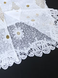 RAROVE-Graduation Gift Back to School Season Summer Dress Spring Outfit Summer Vacation Outfits  White Applique Lace Dress Chic Women Daisy Flower Off Shoulder Puff Sleeve Midi Dress Summer Party Birthday Wedding Guest Gown