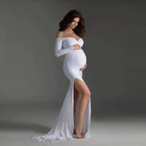 RAROVE-Shoulderless Maternity Dresses Photography Props Sexy Split Side Maxi Gown for Pregnant Women Long Pregnancy Dress Photo Shoots