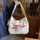 Rarove-Canvas Designer Women Crossbody Bags with Long Strap Casual Large Capacity Big Tote Handbag Letter Girl College School Bag New
