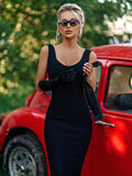 RAROVE-Graduation Gift Back to School Season Summer Dress Spring Outfit Summer Vacation Outfits Midi Bandage Dress for Women Sexy Black Party Dresses Spaghetti Strap Elegant Backless Evening Birthday Club Outfits Summer