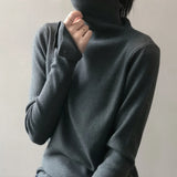 RAROVE-Women's Turtleneck Long Sleeve Sweater Button Sleeve Pullover Solid Color High Neck Slim Fitting Tops