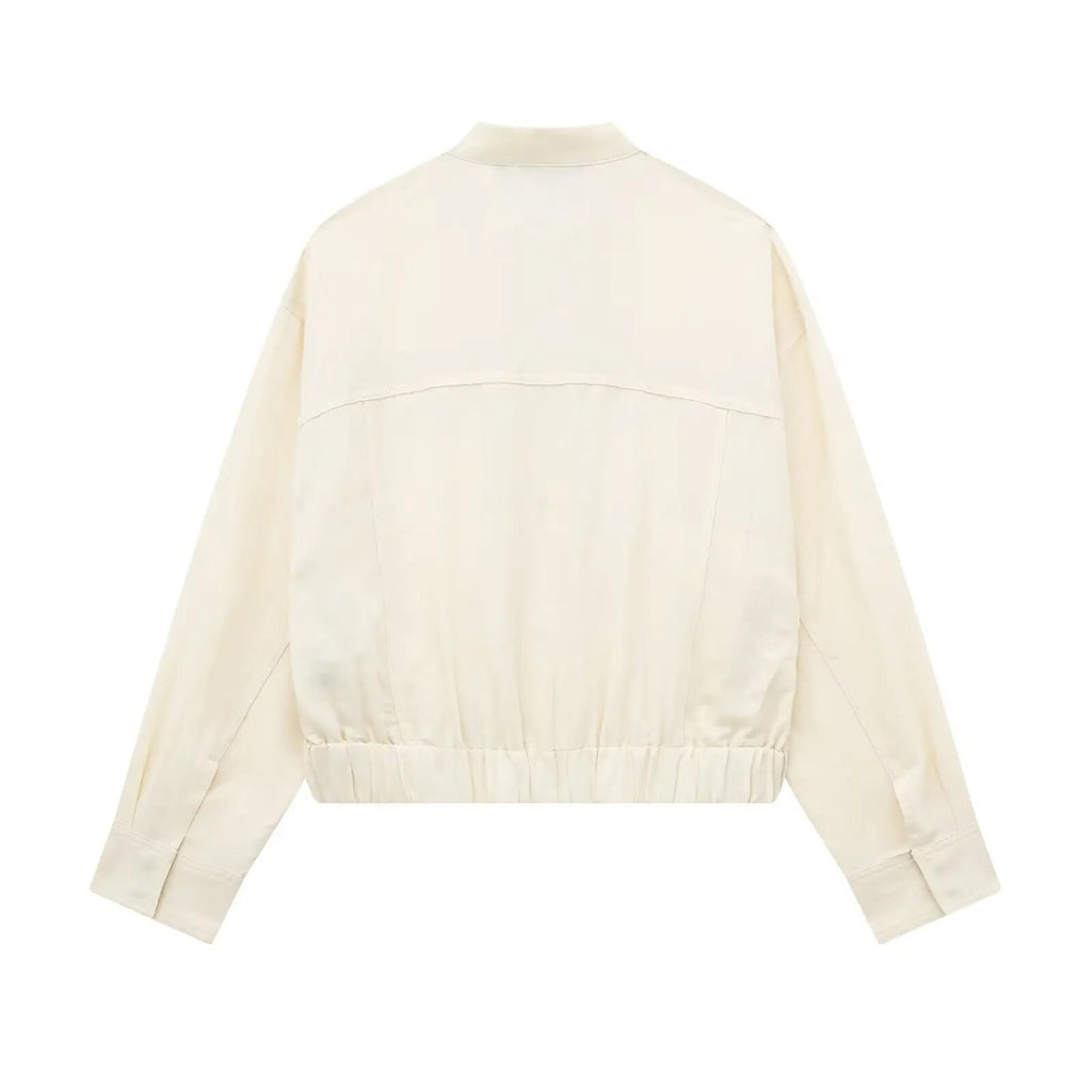 Rarove - New women's temperament, fashion and vitality, linen blend bomber jacket, mid-waist hakama with pockets