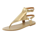 RAROVE-Summer Women Sandals Flats Slippers Pu Leather Flip Flops Belt Buckle Female Shoes Roman Fashion Women's Sandals Zapatos Mujer