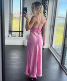 Rarove  Pink Camis Satin Long Dresses Elegant Sleeveless Slip Holiday Party Dresses Sexy Casual Backless Summer Dresses Women 2023