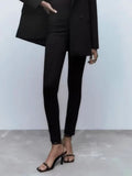 Rarove- New Women's Style Fashion Versatile High Waist Tight Slim Wide Waist Casual Bottom Pants