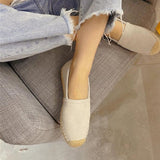 Rarove Thick Soled Straw Woven Shoes Women Beadings Decoration 2023 New Solid Color Ladies Lazy Casual Round Toe Shoes