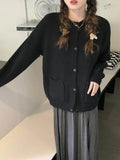 Rarove-2024 SpringFashion Solid Knit Cardigan Women Casual Fashion Soft Warm Single Breasted Sweater Female Pocket Korean Long Sleeves Knitwears Lady