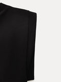 Rarove-Fashion Black O Neck Midi Dresses For Women Sexy Sleeveless High Waist Rear Split Slim Dresses Elegant Female Streetwear Robes