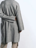 Rarove - New women's clothing, stylish, casual and versatile gray long-sleeved wrap collar knitted soft cardigan coat