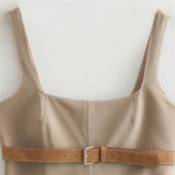 RAROVE-2024 Spring New Product Women's Fashion, Leisure, and Elegant Snack Line Decoration with Belt and suspender Top