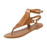 RAROVE-Summer Women Sandals Flats Slippers Pu Leather Flip Flops Belt Buckle Female Shoes Roman Fashion Women's Sandals Zapatos Mujer
