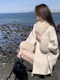 Rarove-Elegant Women Woolen Coat Long Sleeve Korean Fashion Vintage Jackets Slim Solid Fairycore 2024 New Autumn Winter Coats
