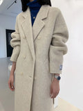 Rarove-New High-end Women Wool Herringbone Loose Double-sided Wool Coat Temperament Handmade Natural Wool Fashion Jacket Autumn Winter