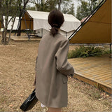Rarove-Black Blazer Coat Women 2023 Autumn New Fashion Loose Causal Khaki Blazer Coat For Women Plus Size XL