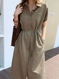 RAROVE-Casual Spring Outfits Summer Vacation Looks Summer Women Dress Shirt Dress Long Evening Female Vintage Maxi Party Oversize Beach Woman Dresses Casual Elegant Prom Green