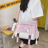 Rarove-Korean Fashion Casual Big Bag Student School Bags for Teenage Girls Messenger Bag Shoulder Bag Crossbody Bags Women