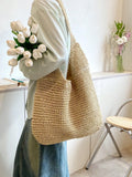 Rarove-Summer Beach Resort Fashion Straw-Woven Ladies Large-Capacity Shoulder Bag WIth Hand-Woven Beach