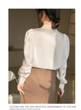 Rarove-2024 Spring/Summer Fashion Satin Solid Women's Shirts Slim Casual Silk Blouses Spring/Summer Clothing Fashion Long Sleeves V-neck Women Tops