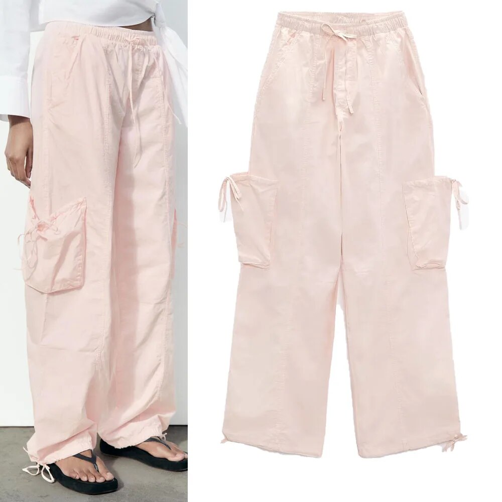 Rarove - New style women's active and casual temperament with patch pockets on the legs and adjustable trousers. Mid-rise umbrella pants