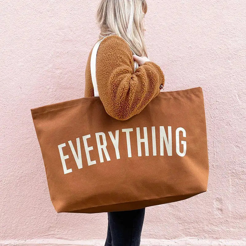 Rarove-Canvas Tote Bag Extra Large Shopping Beach Totes Bags Reusable Grocery Bag，Printed “Everything ”Shopping Package 28‘ x 8’ x 16‘