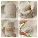 RAROVE Children Boots Girls Warm Plush Snow Boots Baby Boys Rhombic lattice Soft Sole Cotton Shoes Size 18-30