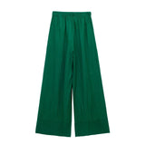 Rarove - New women's front patch pocket, front buckle closure pocket, linen lining with adjustable lace up wide leg pants