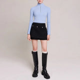 Rarove Fall Women's Clothing Elegant Temperament Zipper Slim Long-sleeved Knit Top Bottoming Shirt