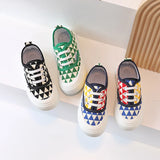 RAROVE Children Canvas Shoes Girls Checkered Low Top Canvas Shoes Match-color Soft Sole Non-slip Casual Shoes Size 26-37