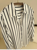 Rarove-2024 Spring/Summer Fashion Satin Striped Women's Shirts New Silk Vintage Blouses Loose Spring/Summer Ladies Clothing FASHION Long Sleeves Prints Tops