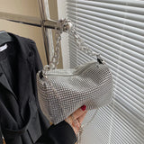 Rarove-Luxury Designer Shiny Shoulder Bag Shining Evening Clutches Handbag Party Purses Gold Silver 2024 New Women's