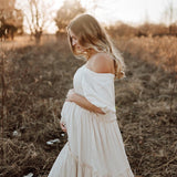 Rarove Mother's Day gift Pregnancy Vintage Boho Clothes Summer Shouldless Floral Pregnancy Photogrpahy Dress Maternity Maxi Gown Dresses for Photo Shoot0309