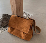 Rarove- Nubuck PU Leather Flap Shoulder Bags For Women Vintage Wide Strap Crossbody Bag Large Capacity Women Designer Handbags Tote Bag