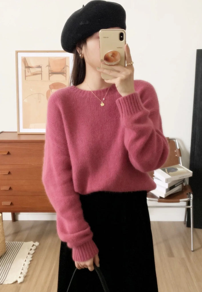 Rarove-Round neck cashmere sweater women's 100 pure cashmere autumn and winter new bottoming this year's popular high-end sweater.