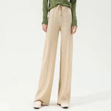 Rarove-Cashmere-wool wide-leg pants for women wear high-waisted knitted pants outside the thick vertical tube.
