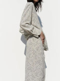 Rarove - New women's 2023 animal print shirt midi skirt high waist skirt double front design with metal buckle