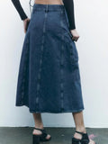 Rarove - 2023 spring new women's wrap-around type design high waist open casual hundred with belt work secti on denim skirt