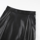 RAROVE-Graduation Gift Back to School Season Summer Dress Spring Outfit Summer Vacation Outfits  Autumn Winter Women Sexy Midi Leather Skirts Solid Black High Waist Office Pencil Slit Skirt For Women