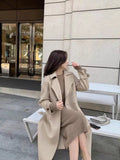 Rarove-Simple round neck pure cashmere knit dress women's knee-high autumn and winter new coat with long sweater skirt.