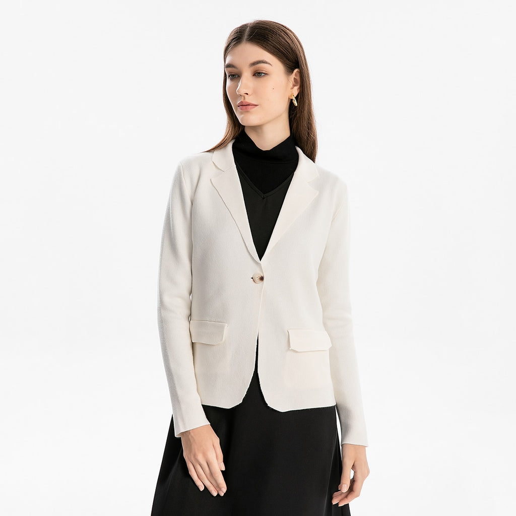 Rarove AP Blazer Fall Women Knitted Blazer White and Black Colors Slim Fit Chic Style High Quality Women Clothes