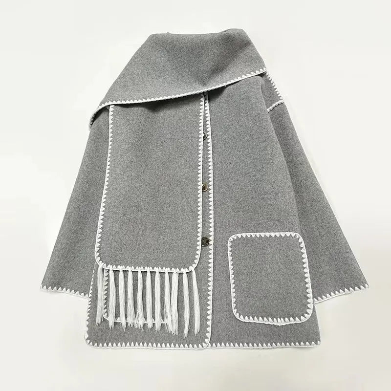 Rarove Winter Women's Coat Fringe Quilted Jacket Sale Tote In Promotion Fringe Scarf Wool Max Mara Clothes