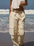 Rarove - NEW Women'sPatch pockets on leg and backTap pocketsAdjustable cuffsContrast stitchingDress stitched cargo pants