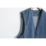 RAROVE-Womens Denim Vest Sleeveless V Neck Button Down Jean Waistcoat Jacket Y2K Summer Crop Tops