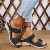 RAROVE-Summer Women Slippers Plus Size Women's Shoes Retro Roman Sandals Women Pu Casual Flower Wedge Sandals Platform Slippers Heel