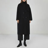Rarove Woman Woolen Coat Winter Female Clothing Silhouette Trench Coat Style Double-breasted Jacket Coat