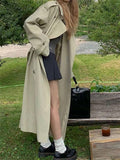 Rarove-Khaki Long Windbreaker Trench Coat Women 2023 Autumn Fashion Chic British Style Double Breasted Trench Coat For Women Plus Size