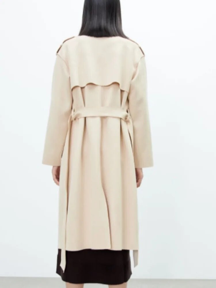 Rarove- Spring New Women's 2023 Fashion Versatile Style Casual European Style Coat Suede Texture Effect Windbreaker